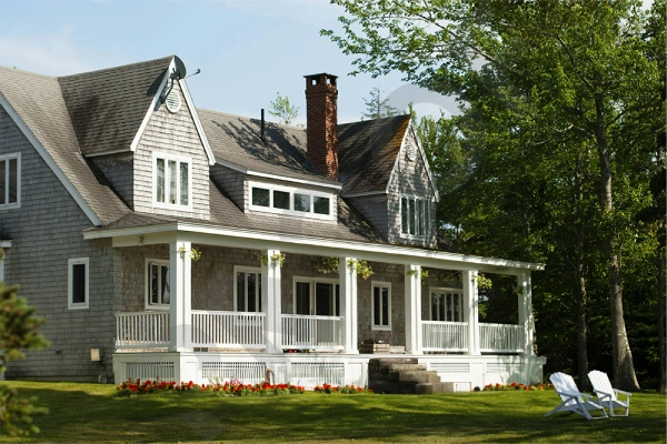 Colonial two-story home with large front porch